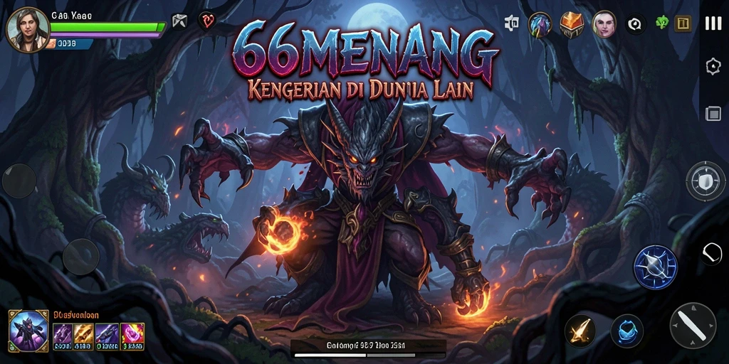 Screenshot menampilkan aksi seram dalam 66MENANG.