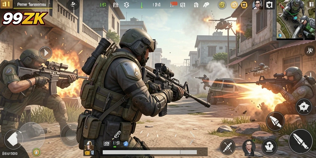 Tampilan seru pertempuran dalam gameplay 99ZK
