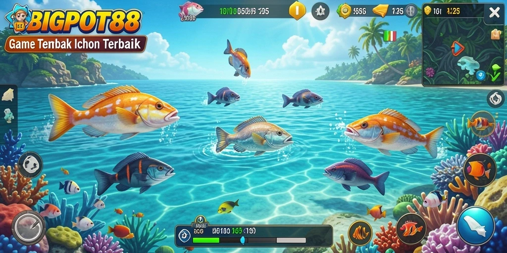 Tampilan gameplay seru dalam BIGPOT88 saat menangkap ikan.