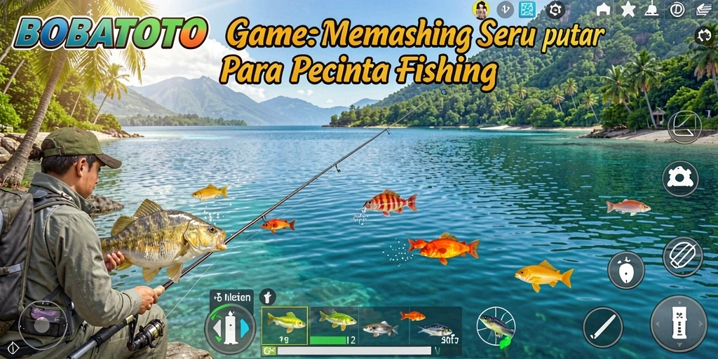 Screenshot gameplay BOBATOTO menampilkan petualangan memancing yang menakjubkan.