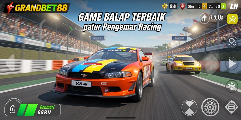 Tampilan menarik dari gameplay balapan di GRANDBET88.