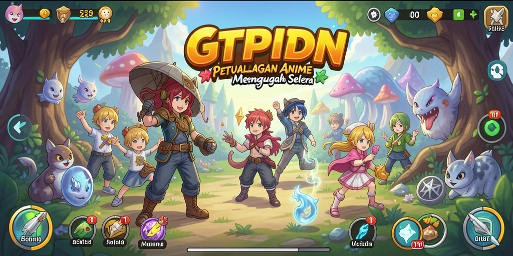 Tampilan gameplay GTPIDN dengan karakter anime yang menarik.