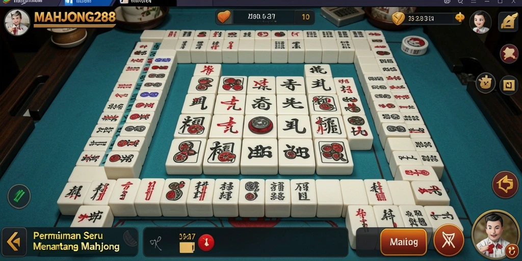 Screenshot permainan MAHJONG288 yang menampilkan gameplay Mahjong yang menarik.