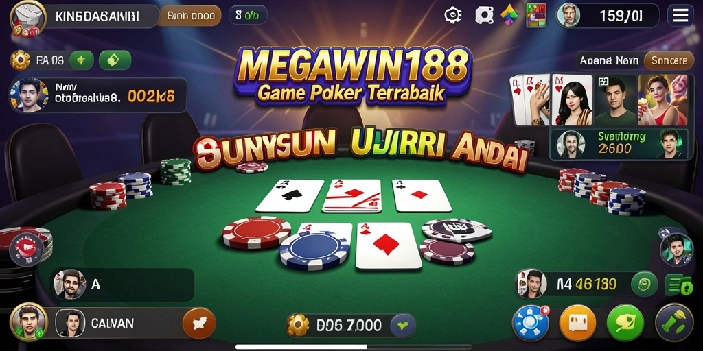 Tampilan menakjubkan dari gameplay poker di MEGAWIN188.