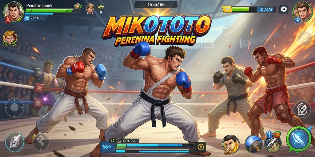 Tampilan gameplay MIKOTOTO dengan karakter bertarung yang menegangkan.