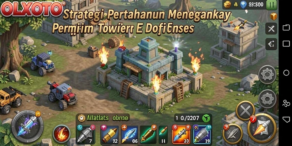 Screenshot OLXTOTO menampilkan aksi menegangkan dalam permainan Tower Defense.