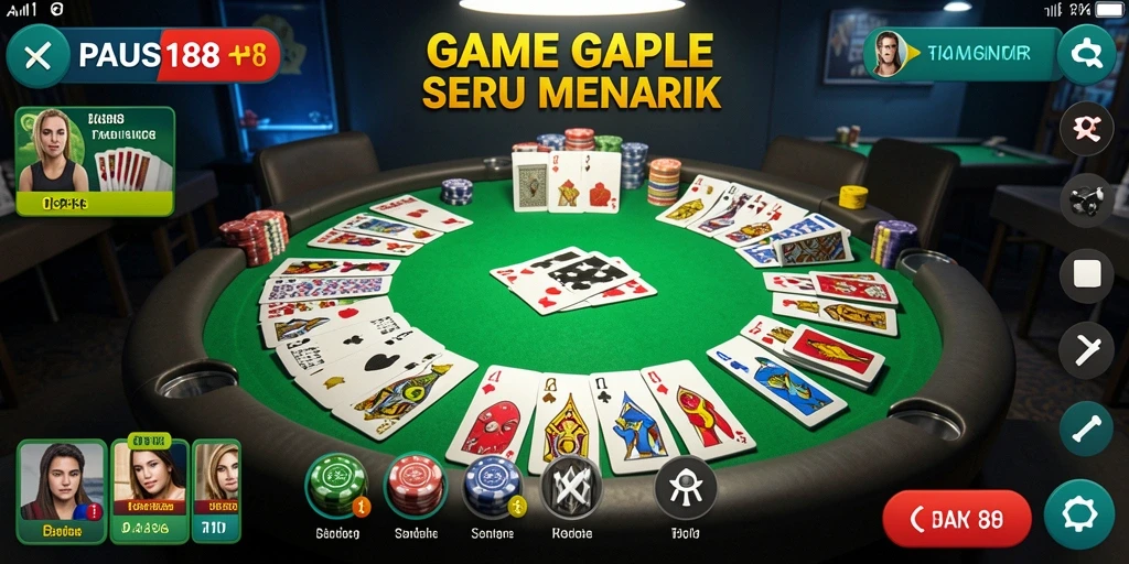 Tampilan gameplay menarik PAUS188 dengan karakter Gaple.