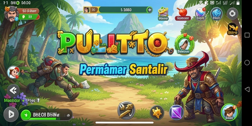 Screenshot gameplay PULITOTO menampilkan karakter ceria dan tantangan menarik.