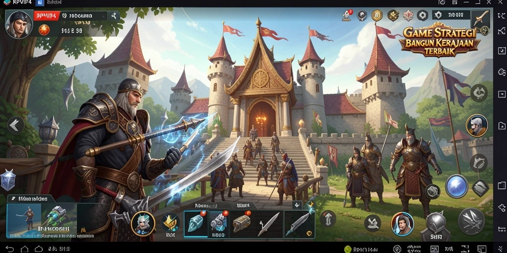 Tampilan seru gameplay RPVIP4 dengan pembangunan kerajaan dan pertempuran tak terlupakan.