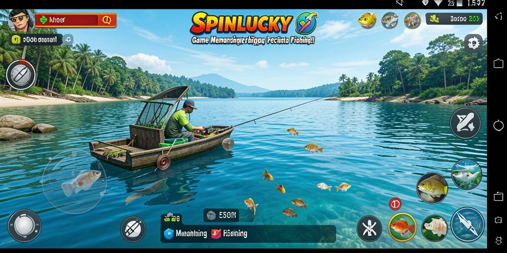 Tampilan gameplay SPINLUCKY menampilkan sesi memancing yang menegangkan dan menyenangkan.