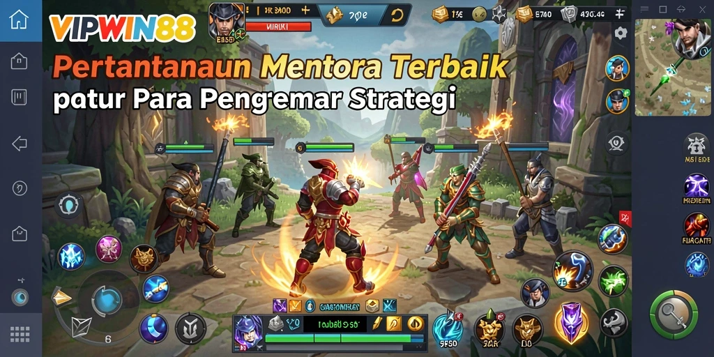 Tampilan screenshot menampilkan pertempuran menara yang intens dan strategis.