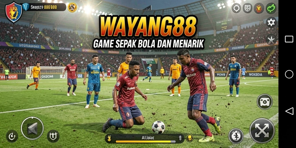 Screenshot dari gameplay seru WAYANG88 dalam aksi sepak bola.