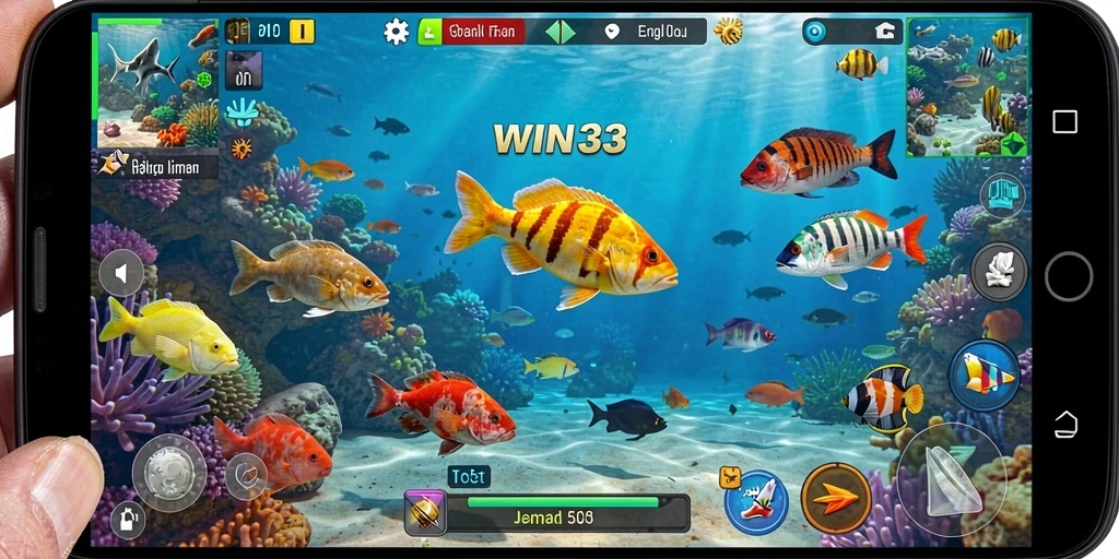 Gameplay seru WIN33 dengan tembak ikan berwarna-warni dan menantang.